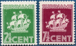 Suriname, 1941 Ship, Indian Printing With Small Perforation Holes, Perforatuiin 13¼, 2 Values MNH - Surinam ... - 1975