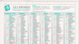 Calendarietto - Gea Broker - Milano - Messina - Anno 1999 - Tamaño Pequeño : 1991-00