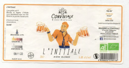 Etiquette De Bière L'INITIALE - BIERE BLONDE 33cl Brasserie LA CONVIVIALE - Birra