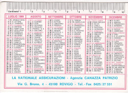 Calendarietto - La Nazionale Assicurazione - Rovigo - Anno 1999 - Small : 1991-00