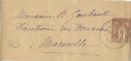 FRANCE BANDE SAGE 2c POUAN ( AUBE ) POUR MARSEILLE ( BOUCHES DU RHONE ) DE 1900 LETTRE COVER - Bandas Para Periodicos