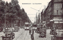 *CPA - 13 MARSEILLE  La Canebière Très Animé - Voitures, Tram, - Canebière, Centro Città