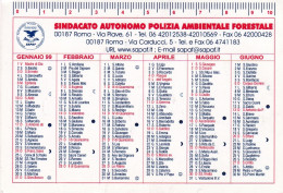 Calendarietto - Sindacato Autonomo Polizia Ambientale Forestale - Roma - Anno 1999 - Small : 1991-00