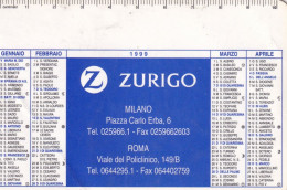 Calendarietto - Zurigo - Milano - Roma - Anno 1999 - Small : 1991-00