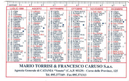 Calendarietto - La Fondiaria - Catania - Anno 1999 - Small : 1991-00