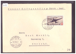 SONDER LUFTPOSTFLUG ZÜRICH GENEVE 1944 - Erst- U. Sonderflugbriefe