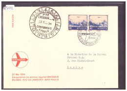 VOL SWISSAIR SUISSE RIO DE JANEIRO SAO PAULO 1954 - Premiers Vols