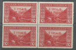 Bosnia Bosnien K.u.K. Austria Hungary Mi.90I + II + III + 90I/I All Types In A Block Of 4 + "H" Variety MNH / ** 1914 - Bosnia Herzegovina