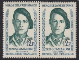 Bloc De 2 Timbres France 1958  Héros De La Résistance - Fred Scamaroni 1914 - 1943 Y&T N°1158 12F Neufs TBE - Ongebruikt