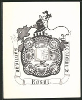 Exlibris Santiago Rosal, Camprodon, Wappen Mit Buch Und Amboss  - Ex Libris