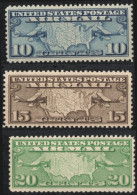 USA 1926 Airmail Stamps 3 Values MNH Map United States, Planes - Nuovi