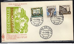 Italia FDC Venetia 1958 Decennale Costituzione  Non Viaggiata - FDC