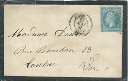 FRANCE LETTRE GC 5005 20c ALGER / ALGERIE  POUR TOULON ( VAR  ) DE 1865 LETTRE COVER - 1849-1876: Klassik