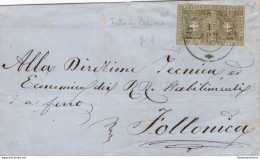 1860 TOSCANA, N° 18b 5 Cent. COPPIA SU LETTERA CON ANNULLO FITTO DI CECINA - Toskana