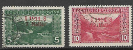 BOSNIA EZERGOVINA 1914 FRANCOBOLLI SOPRASTAMPATI UNIF. 85-86  USATI  VF - Bosnie-Herzegovine