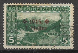 BOSNIA EZERGOVINA 1915  FRANCOBOLLIO SOPRASTAMPATIO UNIF. 87  USATO   VF - Bosnien-Herzegowina