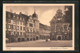 AK Gotha, Marktplatz Mit Geschäften, Sparkasse Und Rathaus  - Gotha