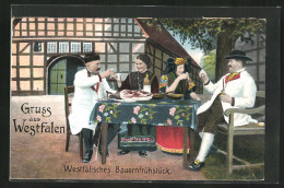 AK Westfalen In Tracht Beim Bauernfrühstück  - Costumes