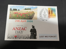 24-4-2024 (2 Z 52) Australia ANZAC 2024 - Special Cover Postmarked 25 April 2024 (Red Poppies & Nurse) - Militares