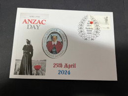 24-4-2024 (2 Z 52) Australia ANZAC 2024 - Special Cover Postmarked 25 April 2024 (Red Cross Nurse) - Militaria