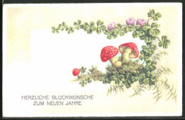 Künstler-AK Neujahrsgruss, Klee, Fliegenpilze  - Other & Unclassified