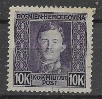 BOSNIA EZERGOVINA 1917  EFFIGE DI CARLO I°  UNIF. 137  USATO  VF - Bosnie-Herzegovine