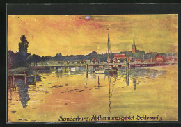 Künstler-AK Sonderburg, Flusspartie In Der Dämmerung  - Danemark