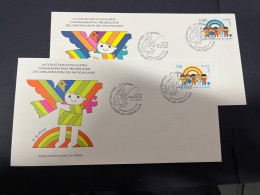 24-4-2024 (2 Z 54) United Nations (Switzerland) X 2 FDC - Year Of Child - FDC