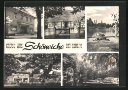 AK Schöneiche, Lichtspielhaus, Heimatmuseum, Schwimmbad  - Schoeneiche
