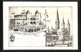 Künstler-AK Bonn, Erinnerung A. D. Katholikenversammlung 1900, Münsterkirche  - Münster
