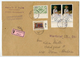 Germany, West 1980 Insured V-Label Cover; Wiesbaden To Worms-Abenheim; Mix Of Stamps - Brieven En Documenten