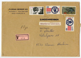 Germany, West 1979 Insured V-Label Cover; Limburg To Worms-Abenheim; Mix Of Stamps - Lettres & Documents