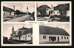 AK Poppitz A. D. Bahn, Namesti, Kostel, Pomnik, Edwin Grund  - Tsjechië