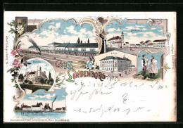 Lithographie Lundenburg, Skola, Namesti, Nadrazi, Zamek, Mlyn  - Tsjechië