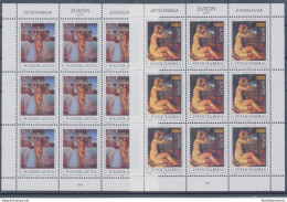 1993 EUROPA CEPT Jugoslavia 2 Minifogli "Arte Contemporanea" MNH** - Other & Unclassified