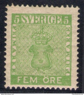 1858 SVEZIA/SVERIGE/SUEDE - N° 6-5 Ore Verde Giallo ML/* - Andere & Zonder Classificatie