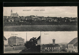 AK Bavorov, Panorama, Radnice, Nova Skola  - Tschechische Republik