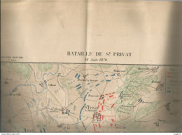 GP/ Carte MILITAIRE BATAILLE De SAINT PRIVAT Le 18 Aout 1870 Emplacement Des Lignes Allemandes Et Françaises - Mapas Geográficas