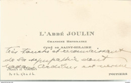 AO / Carte Publicitaire De Visite ANCIENNE / L'ABBE JOULIN Chanoine Honoraire Curé De SAINT-HILAIRE POITIERS - Cartes De Visite