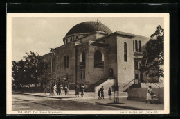 AK Tel-Aviv, Die Grosse Synagoge Mit Strassenpartie  - Palästina