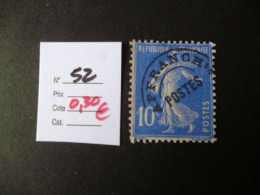 Timbre France Préoblitéré  Lavé N° 52 - 1893-1947