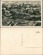 Füssen Panorama Relief-Postkarte, Umland, Blick Bis Oetztaler Gletscher 1930 - Füssen