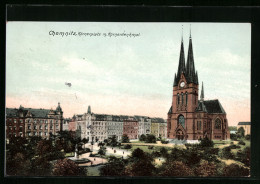 AK Chemnitz, Körnerplatz Mit Kirche Und Körnerdenkmal  - Chemnitz