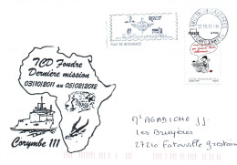 ENVELOPPE AVEC CACHET TCD FOUDRE - DERNIERE MISSION DU 03/10/11 AU 05/02/2012 - CORYMBE 111- BEAU TIMBRE - Seepost