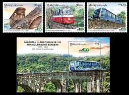 MALAYSIA 2023 THE 100TH ANNIVERSARY OF THE PENANG HILL FUNICULAR RAILWAY COMPLETE SET WITH MINIATURE SHEET MS MNH - Malesia (1964-...)