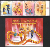 MALAYSIA 2024 TRADITIONAL DANCES COMPLETE SET WITH MINIATURE SHEET MS MNH - Malaysia (1964-...)