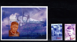 Bhutan (Bhoutan) - 2002 - 75th Anniversary Of The First Solo Trans-atlantic Fligth - Yv 1661/63+ Bf 426 - Aviones