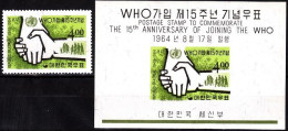 KOREA SOUTH 1964 Health: Membership In WHO - 15. 1v & S/sheet, MNH - OMS