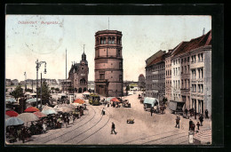 AK Düsseldorf, Burgplatz Mit Strassenbahn  - Tranvía