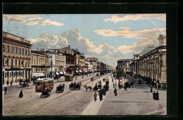 AK St. Petersbourg, Perspective De Newsky, Strassenbahn  - Tranvía